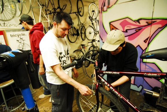 A volunteer helping out